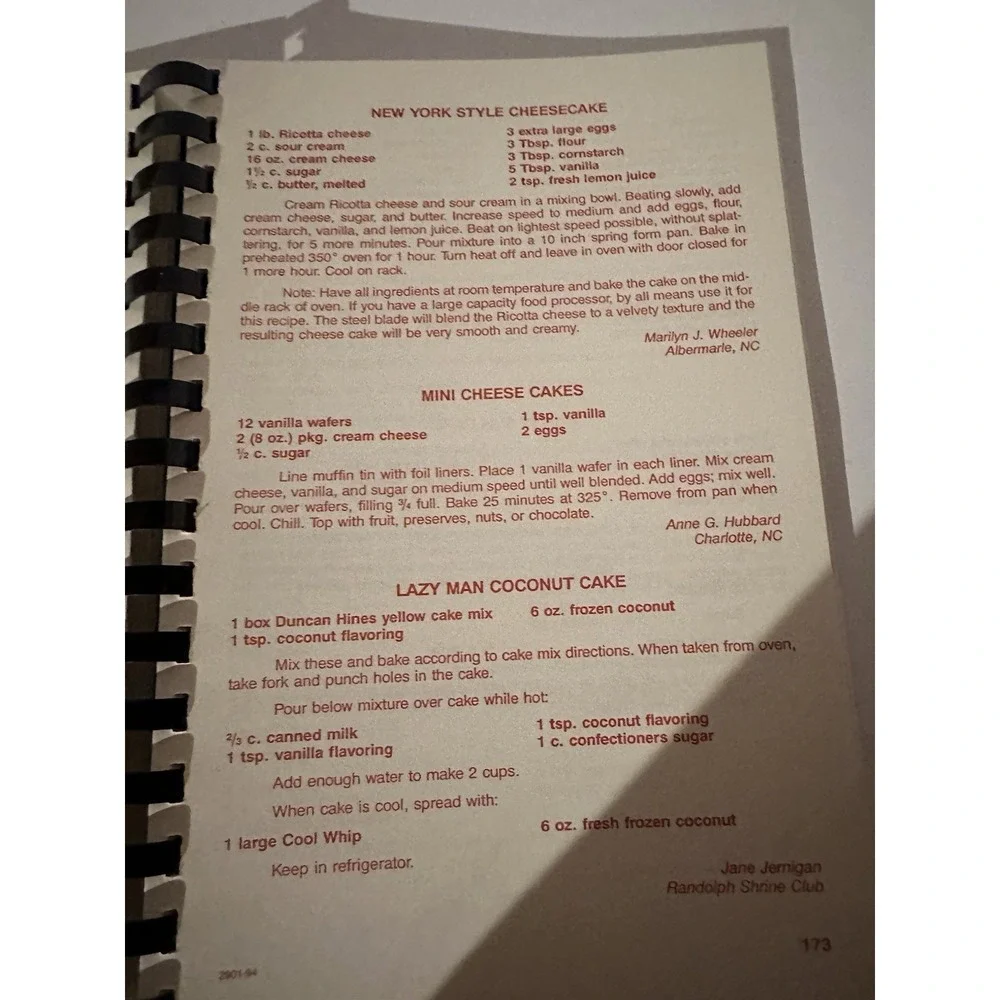 OASIS TEMPLE 100 Years of Shriners in the Carolinas Cookbook 1995 VTG Spiral Bnd